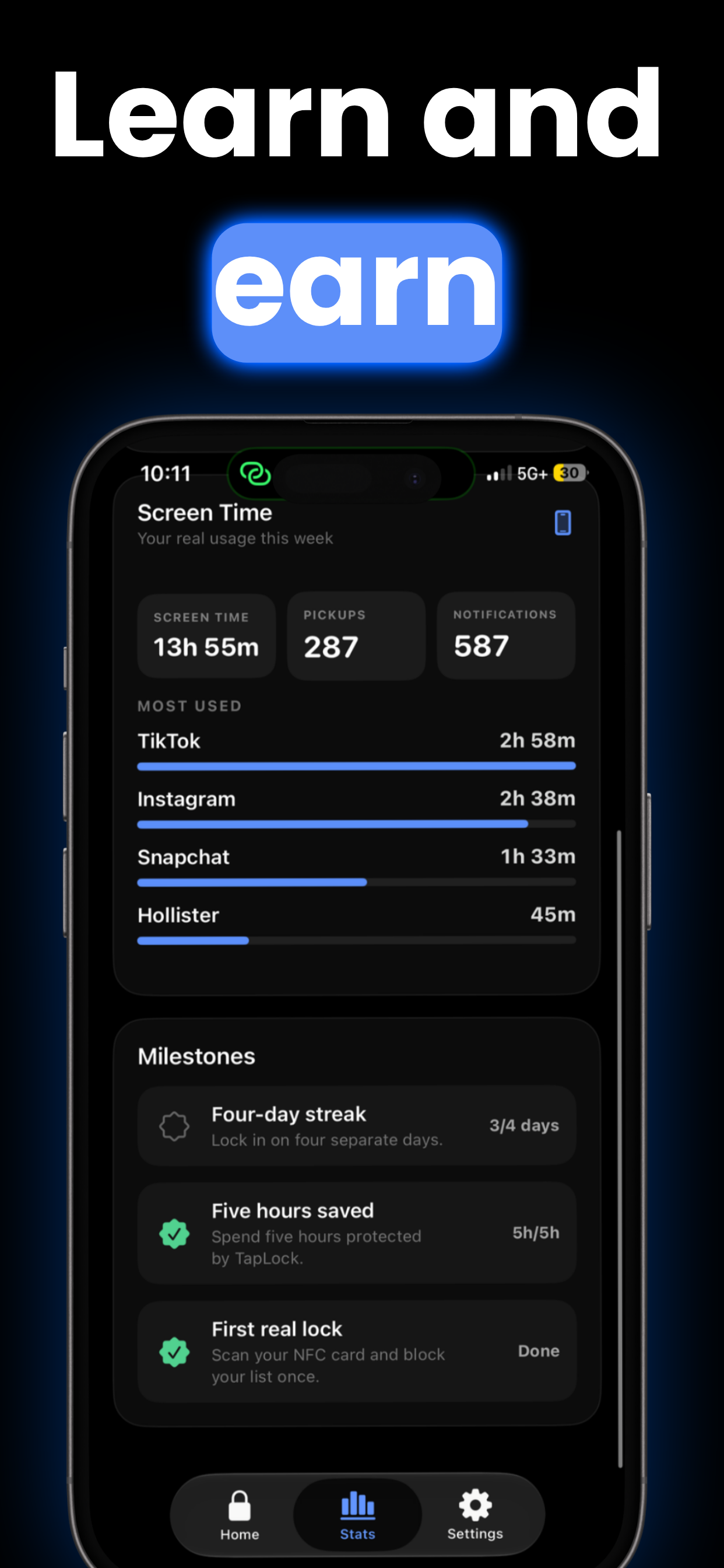 Learn and earn — milestones for staying locked in.